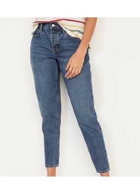Old Navy High Rise Slouchy Taper Jeans in Classic Blue Denim
